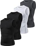 HOPLYNN 4er Pack Kompressionsshirt Herren Tank Tops Sport Ärmelloses Funktionsunterhemd Laufshirt für Training Gym 2Schwarz Grau Weiß M