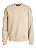 Herren Jack & Jones Basic Sweater | Langarm Shirt Rundhals Pullover | Warmer Jumper ohne Kapuze JJESTAR, Farben:Beige, Größe Pullover:L