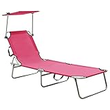 FUDUGEHMIOFWFJJ liegestuhl,liegestuhl Garten,saunaliege,Klappliege mit Sonnenschutz Rosa AluminiumGeeignet für Garten, Pooldeck, Terrasse, Wohnzimmer