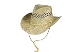 Black Jungle Beach Comber Strohhut Natur mit Kinnriemen Westernhut Cowboyhut Strandhut