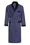 R Revise Herren Morgenmantel RE-505-100% Baumwolle - Leicht und dünn – Elegant – Dunkelblau 50 – Gr L