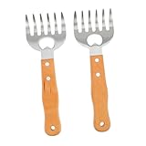 Didiseaon 2 Stück Edelstahl Fleischkrallen mit Ergonomischem Holzgriff Hitzebeständig Lebensmittelecht zum Schnellen Zerteilen von Pulled Pork BBQ Fleisch und Hähnchen Spülmaschinenfest