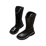 𝐋eder Stiefel Reitstiefel Kinder Winter-Stiefeletten für Mädchen Mittelhohes Bein Einfarbig wasserdichte Reißverschluss Klassisch Alles für 3 bis 12 Winterboots (Black, 33 Big Kids)