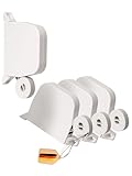 Rollwin 4x Rolladen Gurtwickler Aufputz - aus Deutschland - 155mm Lochabstand Weiß Mini Rollladen Aufwickler mit 5m Gurt 14mm inklusive Rolladengurt