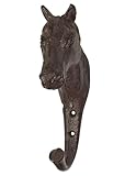 zeitzone Garderobenhaken Pferdekopf Trensenhalter Pferd Haken Gusseisen Antik-Stil Braun