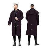 Resistance Unisex Western Oilskin Wasserdichter Staubmantel Arbeitskleidung Schwarz Braun Langer Regenmantel mit Messingknopf und Taschen, Bronzebraun, 4XL