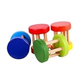 GALPADA 4 Stück Teiliges Holzspielzeug Handrasseln Bunte Montessori Motorik Lernspielzeug Greifling Ab Monate Sicher Naturbelassen Zufällige Farbe Zufällige Farbe