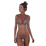 Mophghdj Bikini Set Frauen - Tiefer V Ausschnitt Sportlich Bikini Oberteil Bikinioberteil Mit NackenträGer Badeanzug MäDchen String Triangel Tankini Mit Oberteile Und Badeshorts Sport Bikini Set