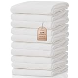 NatureMark 10er-Pack Baby-Mulltücher – 100% Baumwolle – weiche und saugfähige Tücher für Stillen & Babypflege, Windeln, Pucktücher & Waschlappen – Weiß, 70x70 cm