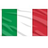 AhfuLife Italien Flagge 150 x 90cm, 1 Stück Italien Fahne Leuchtenden Farben mit Messing-Ösen, Italien Flag für 2024 Fußball EM WM Euro Olympische Nationaltag Garten Draußen und Drinnen Party Bar Deko