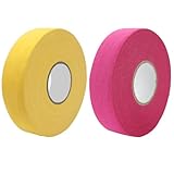 Eterspr 2 Rollen Schlägertape Eishockey, Anti-Rutsch Eishockey Hockeyschläger Tape, Hockey Griffband，Geeignet für Hockeyschläger, Tennisbälle, Badminton, Golf und Klimmzugstangen (Rose Rot,Gelb)