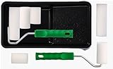ToolSpace Farbroller Set Lackierwalze 5cm 7cm 11cm - Moltopren Schaumstoff Farbwalzen Farbwanne Schaumwalzen - kleine Paint Roller - Lackierset Lackierrollen Bügel Malerset zum Streichen, Lackieren