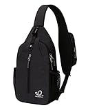 WATERFLY Sling Rucksack Sling Bag Schulterrucksack Umhängetasche Verstellbarer Rucksackgurt Wandern Brust Rucksack für Herren und Damen Schwarz