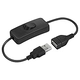 AXFEE USB Schalter Kabel 0.3m, USB-schalter-kabel mit Ein/Aus-schalter, für Fahrrekorder, LED-Schreibtischlampe, usb-Lüfter, Streifen(Schwarz)