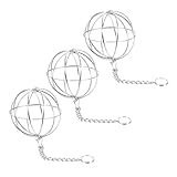 FONDOTIN 3 Stück Edelstahl Futternetz mit Aufhängung Robuster Heuball Futterspender für Kaninchen und Kleine Haustiere Hängender Grashalter zur Futterregulierung und Beschäftigung