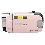 Digitalkamera HD 1080P 16MP 2,4 Zoll Drehbarer Bildschirm Camcorder 16X Zoom Recorder Fülllicht (Rosa)