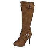 Chanpning Damen Winterstiefel Gefüttert Damen Boots Gefüttert Wasserdicht Damenwinterschuhe Schneeschuhe Damen 42 Stiefel mit Absatz Fransenstiefel Knöchelstiefel Bequeme Warme Winterschuhe