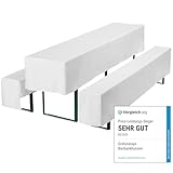 Gräfenstayn® Valentin - Biertischhussen-Set 3 TLG für Bierzeltgarnitur - 50cm oder 70cm Tischbreite - mit Öko-Tex Siegel Standard 100 : 'Geprüftes Vertrauen 30570 (Weiß, 50x220cm)