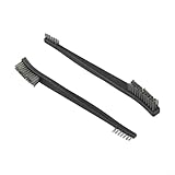 5-teiliges Doppelkopf-Drahtbürsten-Set mit Stahl-, Messing- und Nylonborsten für Metallrost und Reinigung – 17 cm Handwerkzeug für Werkstatt, Haus & Garten (Stahldraht)