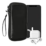 kwmobile Handytasche für Smartphones XL - 6,7/6,8' - Neopren Handy Hülle Metallic Schwarz - Handy Tasche 17,2 x 8,4 cm Innenmaße