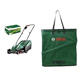 Bosch kabelgebundener Rasenmäher EasyRotak 32-235 (1200-W-Motor, Schnittbreite: 32 cm, 31-Liter-Grasfangkorb)+ Pop-Up-Sack, kompakt 60 l (Faltbarer Sack für praktisches Aufsammeln von Gartenabfällen)