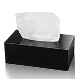 Handgefertigt Tücherbox aus Acryl 25×13×9 cm Kosmetiktücherbox Rechteckige,Tissue Box für Esszimmer,Büro,Auto,Badezimmer (Schwarz)