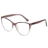 SHEEN KELLY Retro-Cat-Eye-Fake-Brille für Damen, übergroß, trendig, oval, schwarzer Rahmen, transparente Linse, 90er-Jahre-Brille