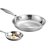 Edelstah-l Bratpfanne, Edelstahl Pfanne, Unbeschichtete Pfannen,Frittierpfanne,Ofenfest Steakpfanne,Kochpfanne,Rostfreies Kochgeschirr Für Alle Herdarten Für Zuhause,Küche,alle Kochmethoden,täglicher
