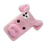 Uonlytech Plüsch Handyhülle Plüsch-Schweinchen-Handyhülle Fall Telefon Fall Anti-Fall-Telefonabdeckung schützend Handytasche Handy Tasche plüschige Handyhülle Plüsch-Handyhülle Rosa