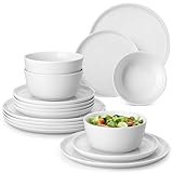 MALACASA Tafelservice 12 Personen, 36-teilig Porzellan Geschirrset Weiß, Geschirr set aus 12x Dinnerteller, 12x Dessertteller, 12x Müslischalen, Serie LEXI