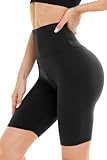 DDOBB Damen Radlerhose High Waist Kurze Sporthose Bauchweg Shorts Blickdicht Knielang Sportshorts Unterhosen Leggings Sommer für Sport Yoga Gym(1-Schwarz, XXL)
