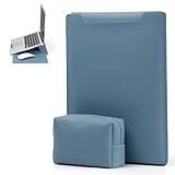 YealRed 13,3–14 Zoll Laptop Hülle für MacBook/iPad/Surface/Lenovo/HP Weitere Laptops, Aus Hochwertigem PU-Leder, Mit Ständer + Mauspad, Kratzfest, Wasserfest, Mit Ladegerätet Tasche (Graublau)