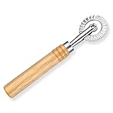 Teigrad Teigschneider Roller Teigrad Gewellt Teigrädchen Gezähnter Teigrad Einzelner Klinge Pastry Cutter Wheel Ravioli Crimper Cutter Rad Pasta Cutter Wheel Mit Holzgriff Geeignet (Langer Stil)