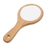 Homoyoyo Tragbarer Runder Holz handspiegel mit Griff Präziser Kosmetikspiegel für Make up und Hautpflege Geeignet für Friseure Zuhause und Reise Stilvolles Vintage Design Vielseitiger