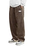 ORANDESIGNE Cordhose Herren Baggy Japanische Hose Herbst Winter Haremshose Casual Lockere Männer Cord Hose mit Kordelzug Elastischer Taille Geradem Bein A Braun 3XL