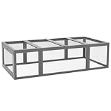 PawHut Hasenstall Kaninchenstall aus Tannenholz Winterfest Kaninchenkäfig mit aufklappbar Dach 180x90x48 cm Kleintierstall Hasenkäfig für Kleintiere Kaninchen Meerschweinchen Indoor Outdoor Grau