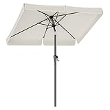 SONGMICS Sonnenschirm 200 x 150 cm, rechteckiger Balkonschirm, Sonnenschutz UPF 50+, beidseitig um 30° knickbar, für Garten, Terrasse, ohne Ständer, beige GPU048M01