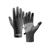 Qipeika Sport Fahrradhandschuhe Outdoor Laufhandschuh mit Touchscreen Warm Samt Handschuhe-Grau -S/M