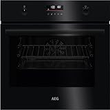 AEG BPE53516AB Einbau-Backofen / Pyrolyse Selbstreinigung / Serie 6000 Ringheißluft: gleichmäßige Garergebnisse auf 3 Ebenen / 25 Automatikprogramme / LED-Touchdisplay / Schnellaufheizung / Schwarz