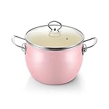 ONDIAN CHUNCIN - Emaille Auflauf Stock Eintopf -Topf -Sauce -Pan -Schalenschale, Basis von Nicht -Stick -Induktion, Stockpot -Auflauf mit Glasdeckel, Pink