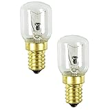 com-four® 2x Backofen-Lampe bis 300° C, warm-weiße Herd-Glühbirne 26W, E14, 230V, 165 Lumen (02 Stück - 26W goldfarben)