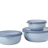 Mepal Multischale Cirqula Round 3-teiliges Set - Mikrowellen Geschir - Geignet als Aufbewahrungsbox, Kuhlschrank, Gefrierschrank & Mikrowellengeschirr - 350 ml, 750 ml & 1250 ml - Nordic blue