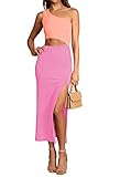 Viottiset Damen Sommer Eine Shoulder Ärmellos Kleider Cut Out Schlitz Freizeit Maxikleid Gerippt Bodycon Rosa Lila M