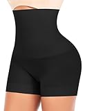 YARRCO Bauchweg Unterhose Damen Shapewear Nahtlose Miederhhose Hohe Taille Kurze Miederpants Body Shaper Leggings Figurformende Unterwäsche (Schwarz, S)