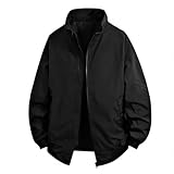 BXUGY Casual Jacke Herren Sport Gutaussehend Mode Outdoorjacke Klassisch Täglicher Verschleiß Übergangsjacke Jugend Persönlichkeit Trend Langarmjacke H-Black XXL