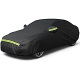 Favoto Autoabdeckung Winter Vollgarage Auto Abdeckplane Staubdicht Wasserdicht Autohülle Autoplane Car Cover für 435-470cm Limousine Schwarz 465cm x 190cm x 150cm 2.8kg