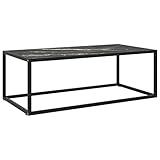 MOBCANT Couchtisch, Beistelltische Stubentisch Balkontisch Coffee Table Geeignet für Hotel Teehaus Wohnung Büro Schwarz mit Schwarzem Glas in Marmor-Optik 100x50x35