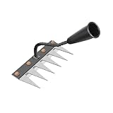 LeeQinersw Gartenharke Gartenhacke Handrechen Und Unkrautharke Als Bodenlockerer Aus Robustem Manganstahl Zum Kultivieren für Die Bodenbearbeitung Im Gemüsegart, 6 Zahnrake