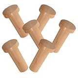 ELAYARD 6 Stück Moderne Holz wandhaken mit Nägeln zur Einfachen Montage Vielseitige Garderobenhaken für Mäntel Hüte Taschen für Flur Bad und Türbereich Minimalistisches Design