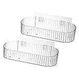 BUGUUYO 2 Stück Teiliges Transparentes Wandregal Badezimmer Aufbewahrungskorb ohne Bohren Langlebiges Shampoo Halter Platzsparendes Duschregal für Küche und Bad Modernes Design
